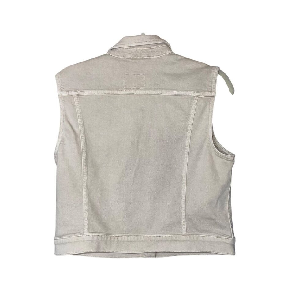 Calvin Klein Womens Overalls Vest Set Beige Size Large Cuffed Shorts Bib Y2K - Picture 6 of 15